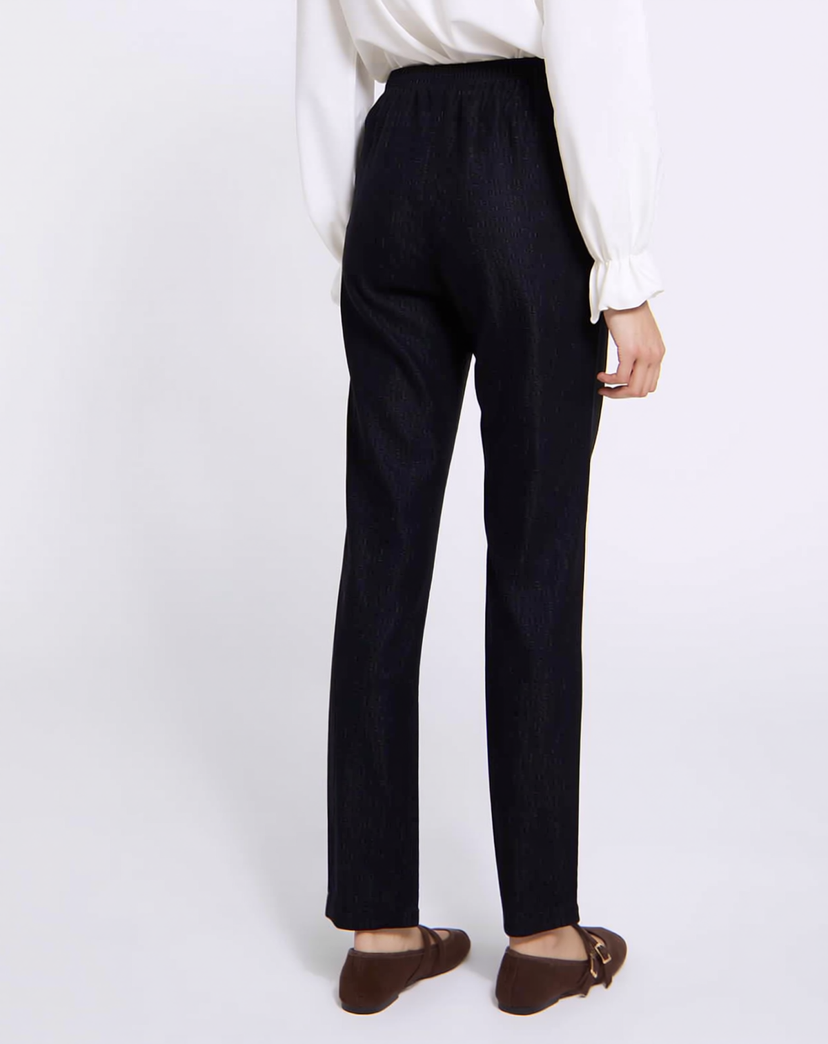 Black Denim Elastic Waist Pocket Jeans with Stretch