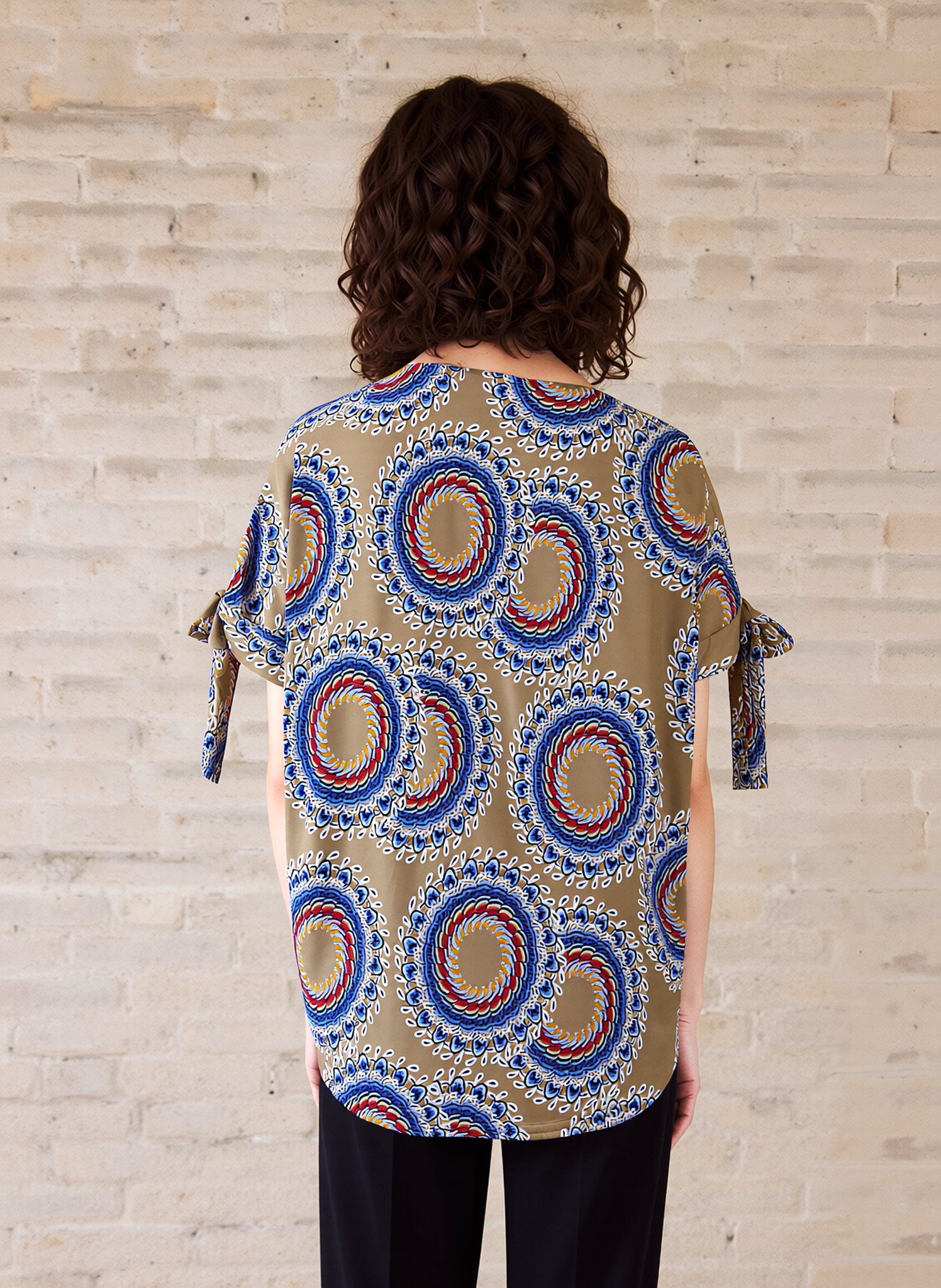 Beige Circle Pattern Top