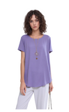 Women's Lavender Purple Necklace Short Sleeve - Relaxed Fit, Round Neck, Soft Casual Top