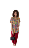 Vibrant Multi-Color Geometric Print Blouse for Women - Stylish Short Sleeve Summer Top