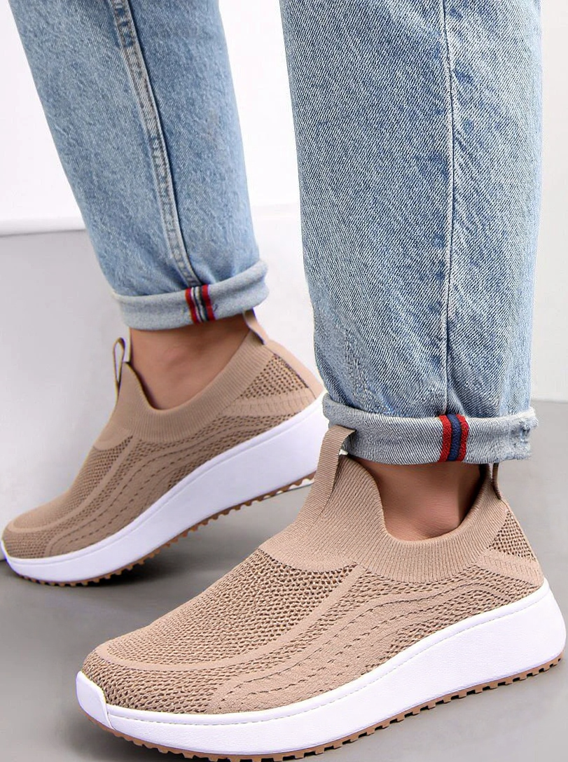 Pink Comfortable Slip On Knit Trainers