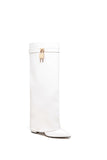 White Fold Over Gold Padlock Buckle Heeled Cowboy Boots