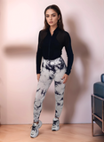 White Tie Dye Scrunch Ruched Bum Gym Leggings