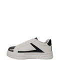 White & Black Studded Lace-Up Trainers