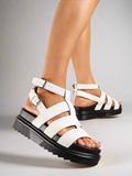 White Gladiator Cage Chunky Platform Sandals