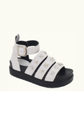 White Jewel Studded Chunky Platform Sandals