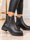Womens Comfortable Lightweight Black Diamante Chelsea Ankle Boots