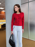 Crimson Charm Button-Up Cardigan
