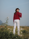 Crimson Charm Button-Up Cardigan