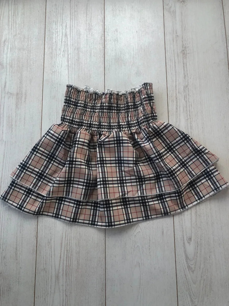 Beige Tartan Check Rara Mini Skirt
