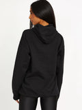 Black Couture Voeux Graphic Print Fleeced Hoodie