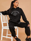 Black French Riviera Hoodie & Jogger Loungewear Co-Ord Set