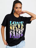 Black Love Never Fails Graphic Printed Oversized T-Shirt 