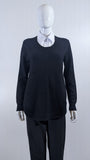 Black Ribbed Soft Touch Jumper with Shirt Collar