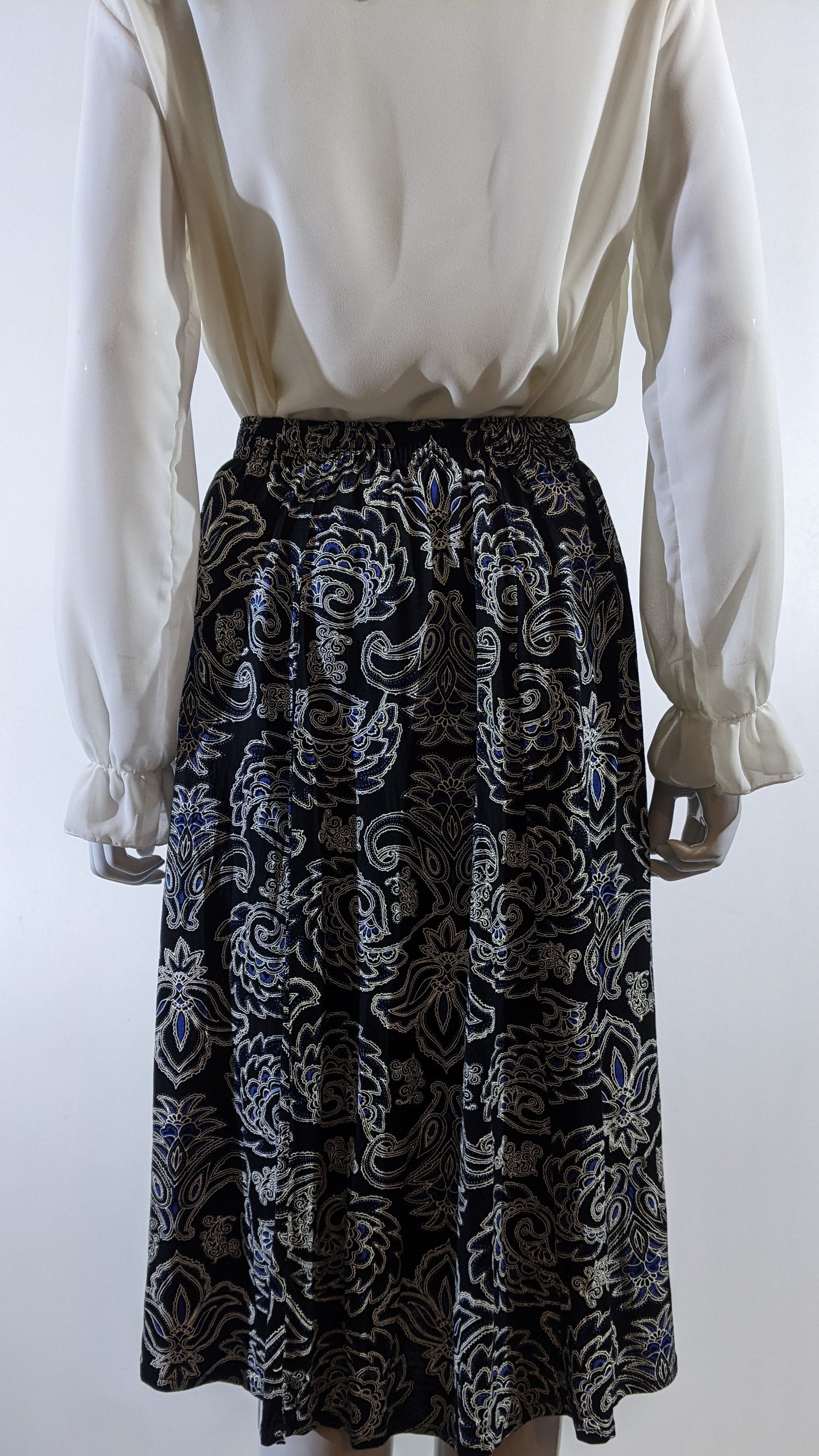 Blue & White Floral Pattern Elasticated Skirt
