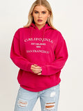 Fuchsia Pink Embroidered California Oversized Hoodie