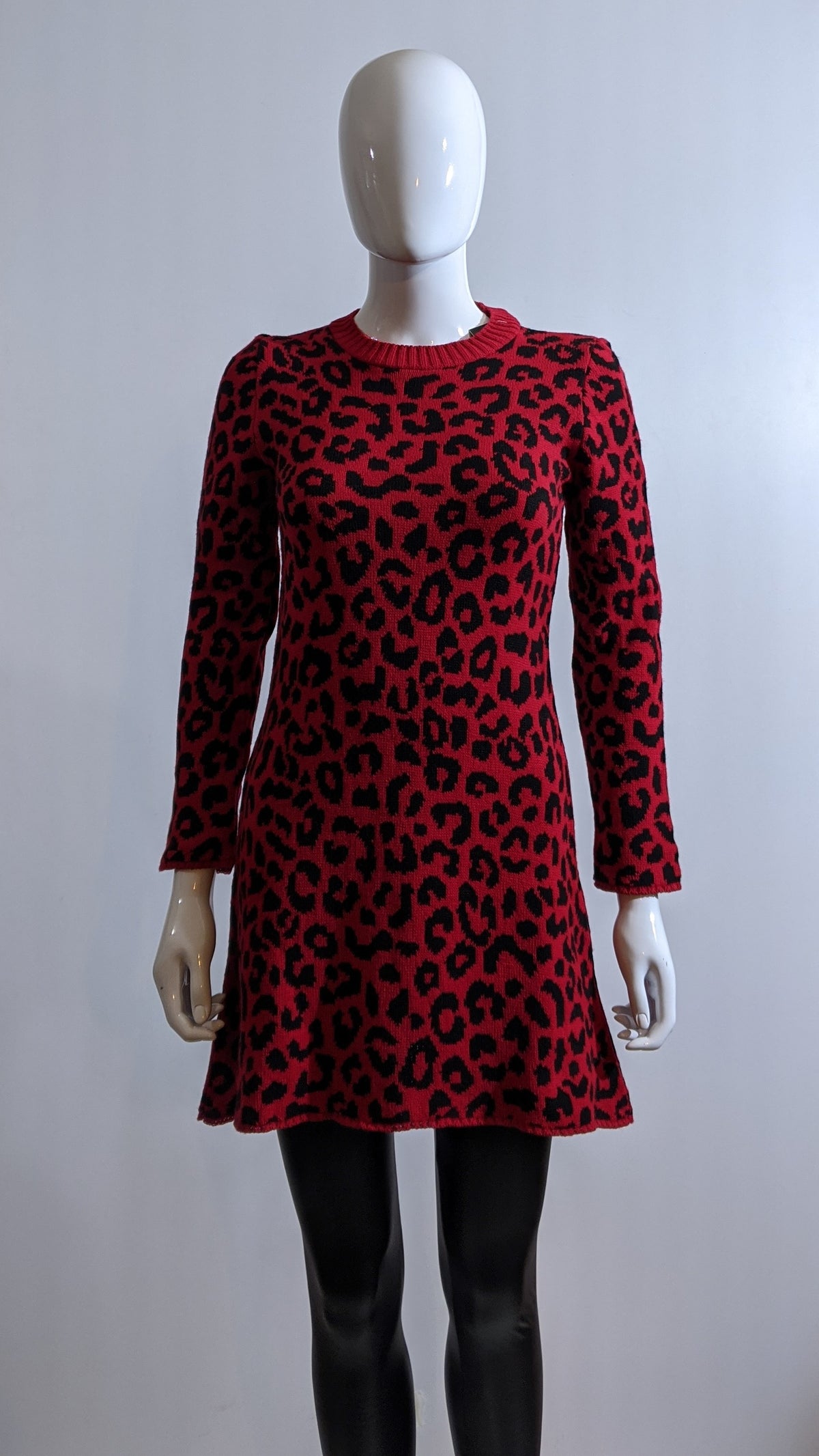 Red Leopard Pattern Swing Jumper Dress