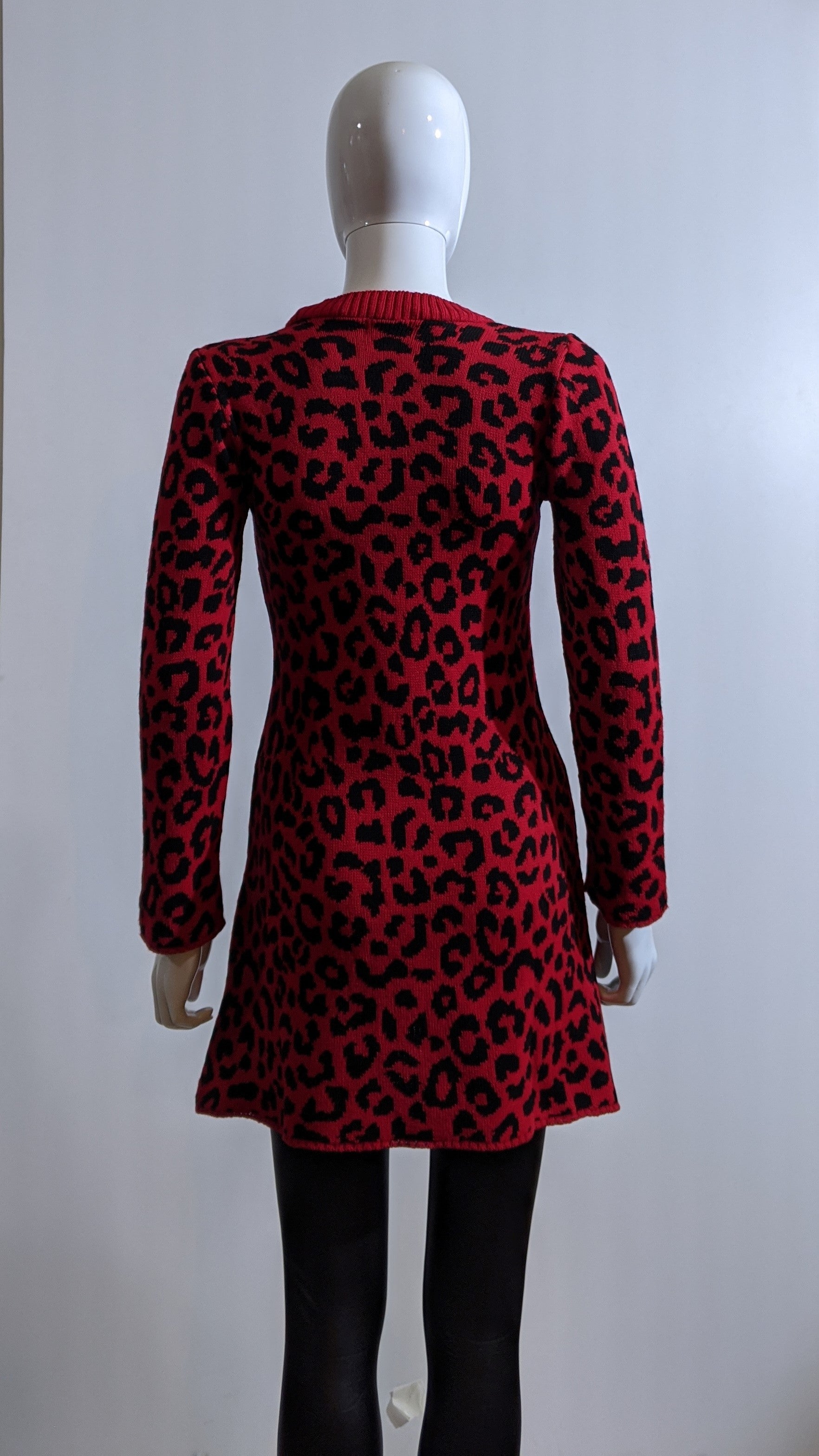 Red Leopard Pattern Swing Jumper Dress