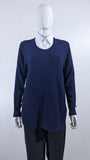 Navy Ribbed Soft Touch Jumper with Shirt Collar