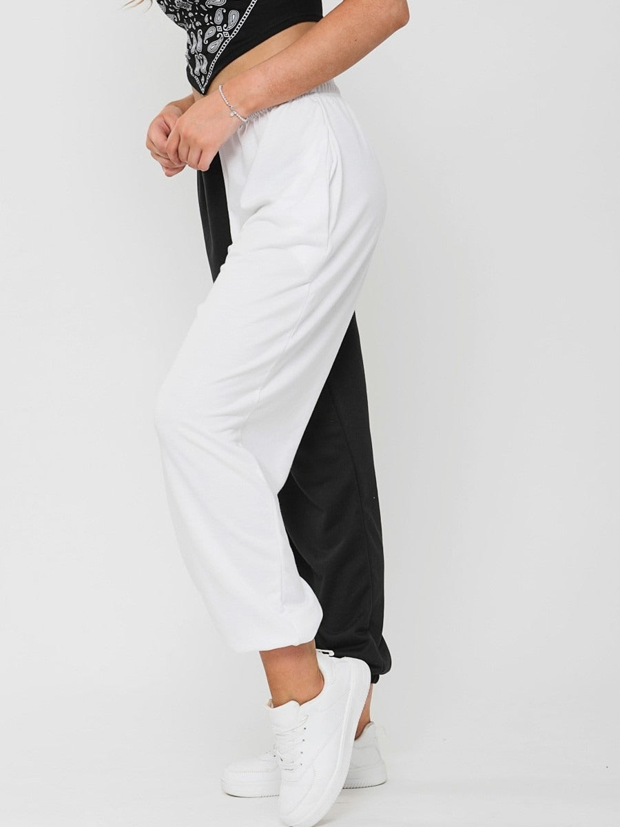 Monochrome Two Tone Oversized Joggers