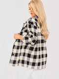 White Oversized Button Up Tartan Check Shirt