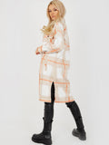 Beige Longline Check Jacket Shacket