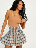 Beige Tartan Check Rara Mini Skirt