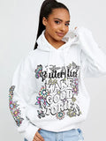 White Make Good Stories Butterfly Graphic Print Oversized Hoodie