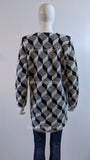 Black Diamond Pattern Fluffy Open Cardigan