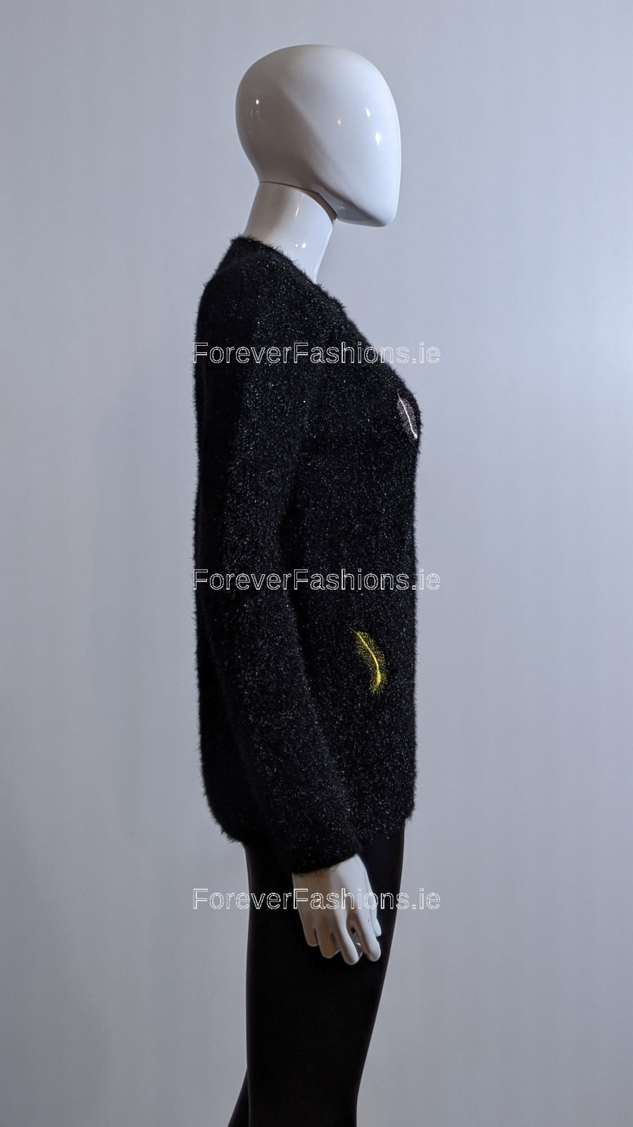 Black Feather Design Fluffy Jumper