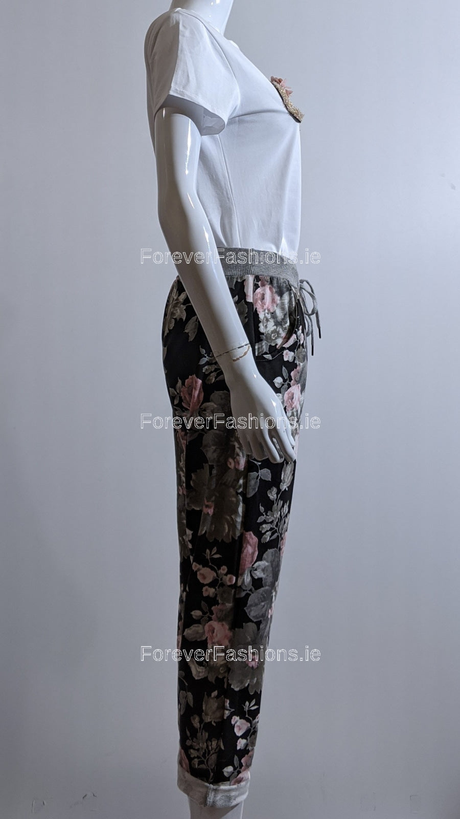 Black Floral Print Trouser
