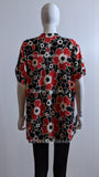 Black Red Floral Pattern Top