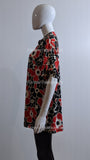 Black Red Floral Pattern Top