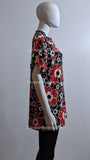 Black Red Floral Pattern Top