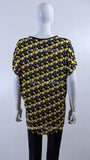 Black & Yellow Spotted Print Loose Zip Top