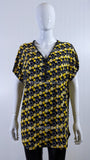 Black & Yellow Spotted Print Loose Zip Top