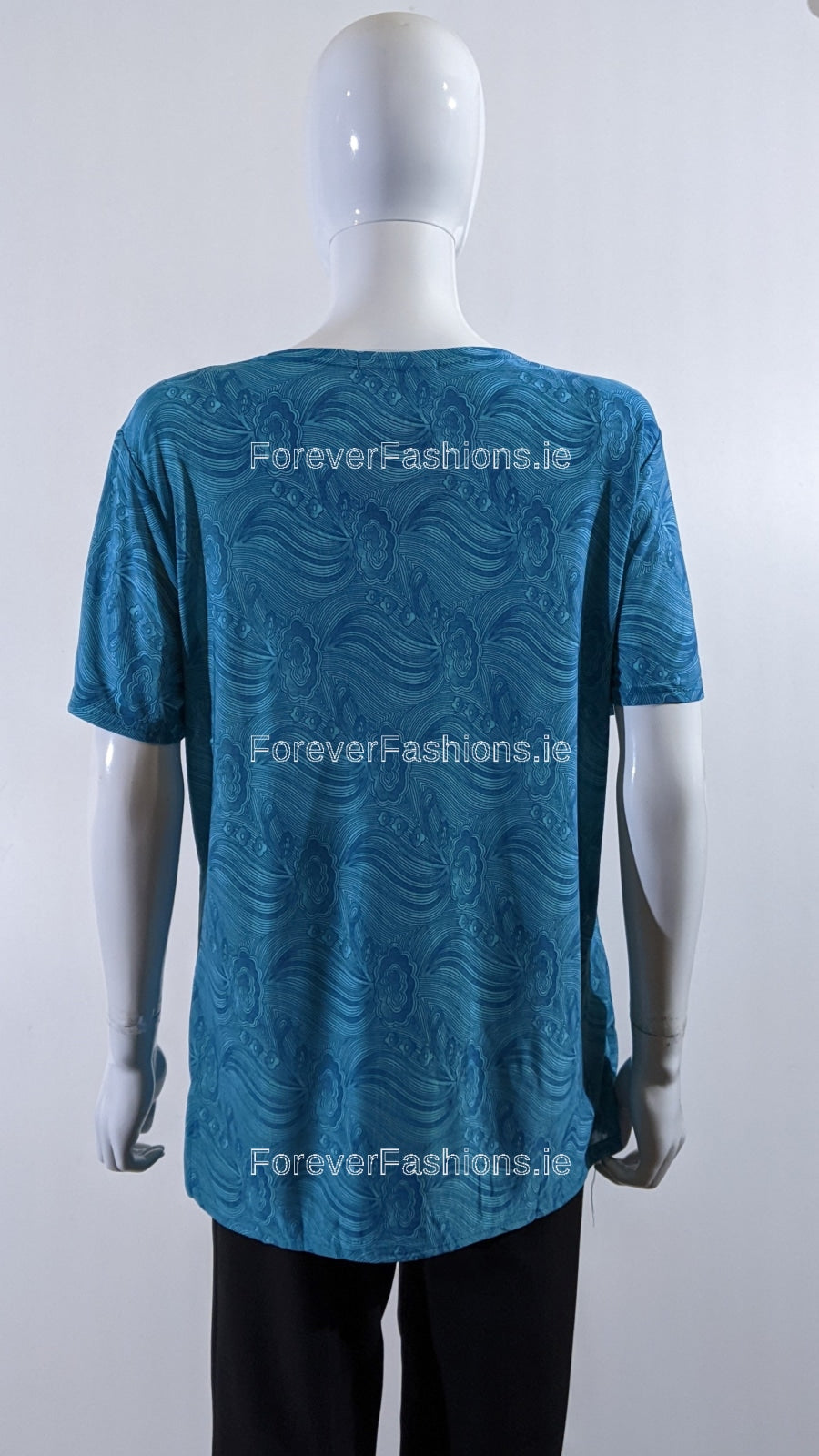 Blue Floral Embroidered Short Sleeve Top