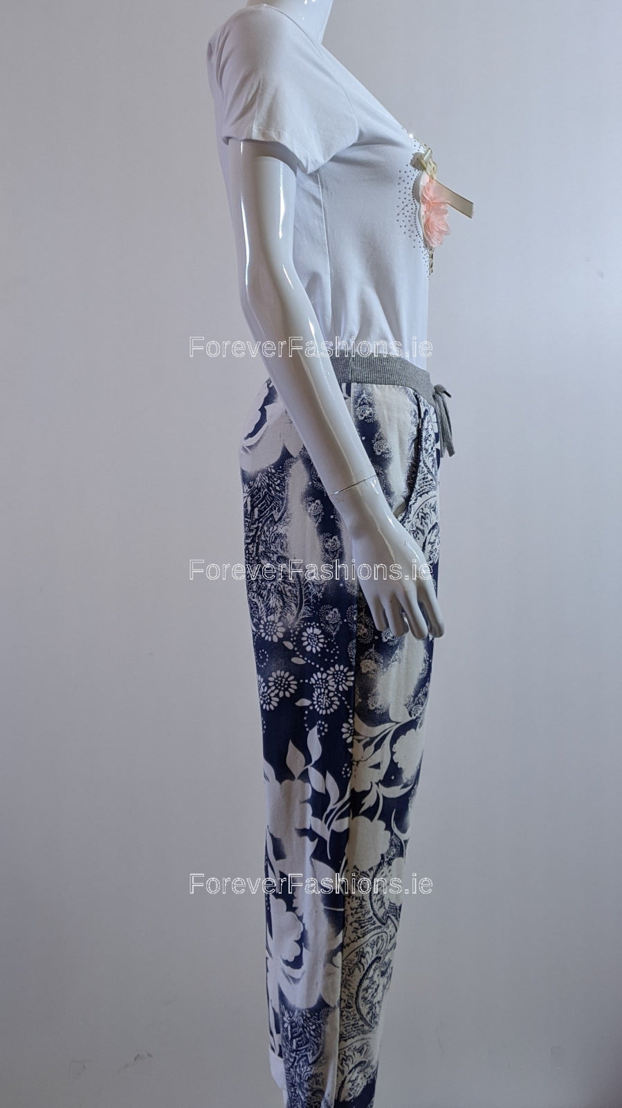 Blue Floral Print Trouser