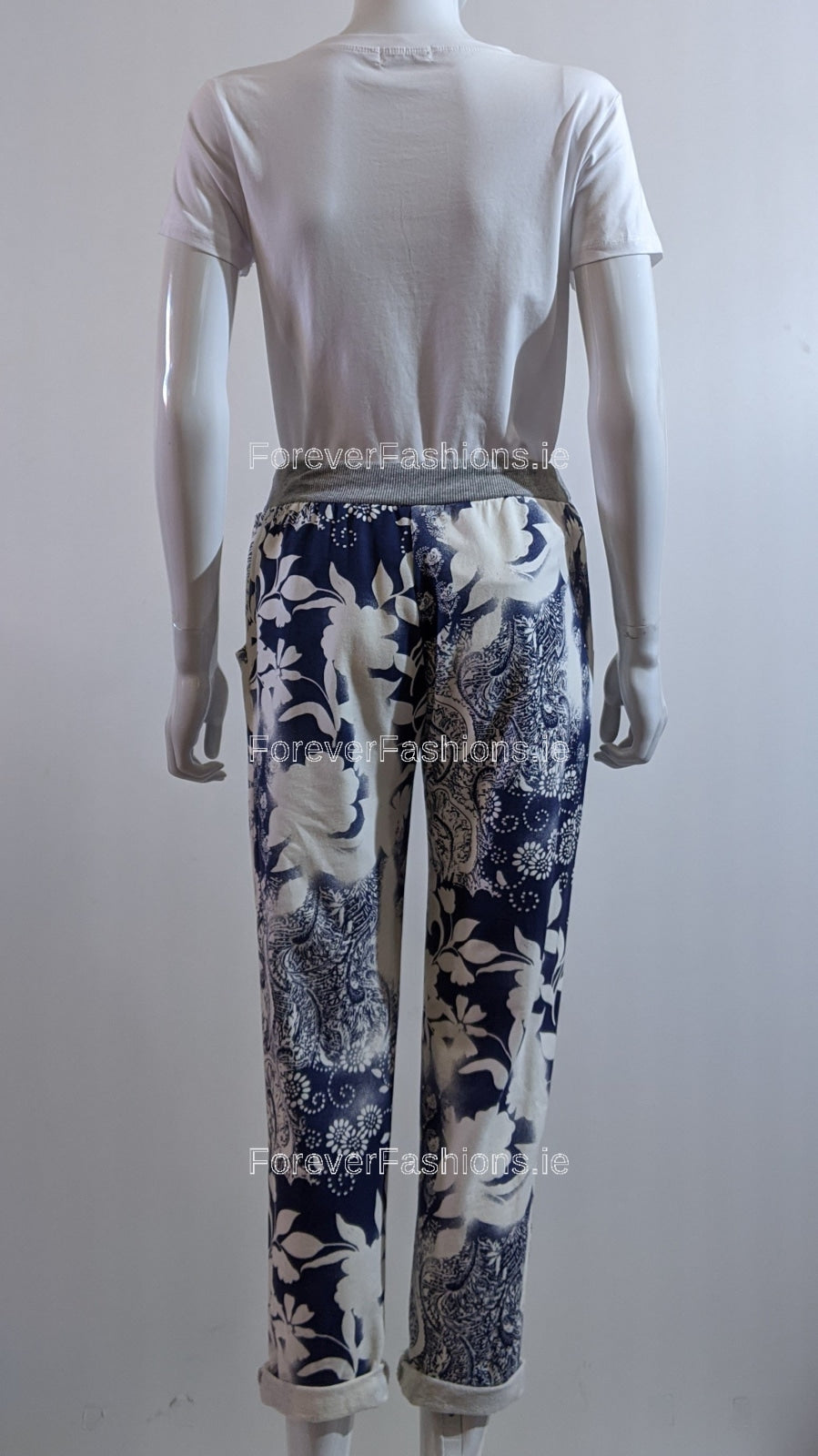 Blue Floral Print Trouser