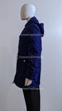 Blue Pattern Hooded Long Coat