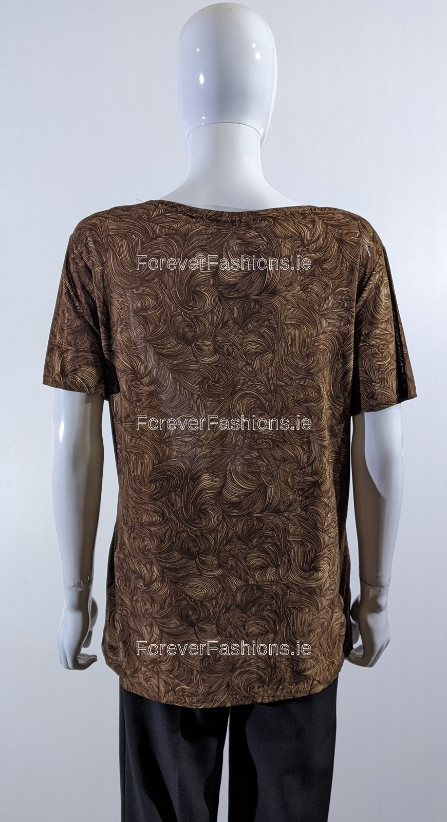 Brown Floral Embroidered Short Sleeve Top