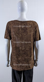 Brown Floral Embroidered Short Sleeve Top