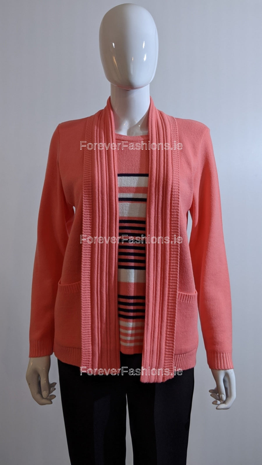 Coral Stripe Twinset Jumper