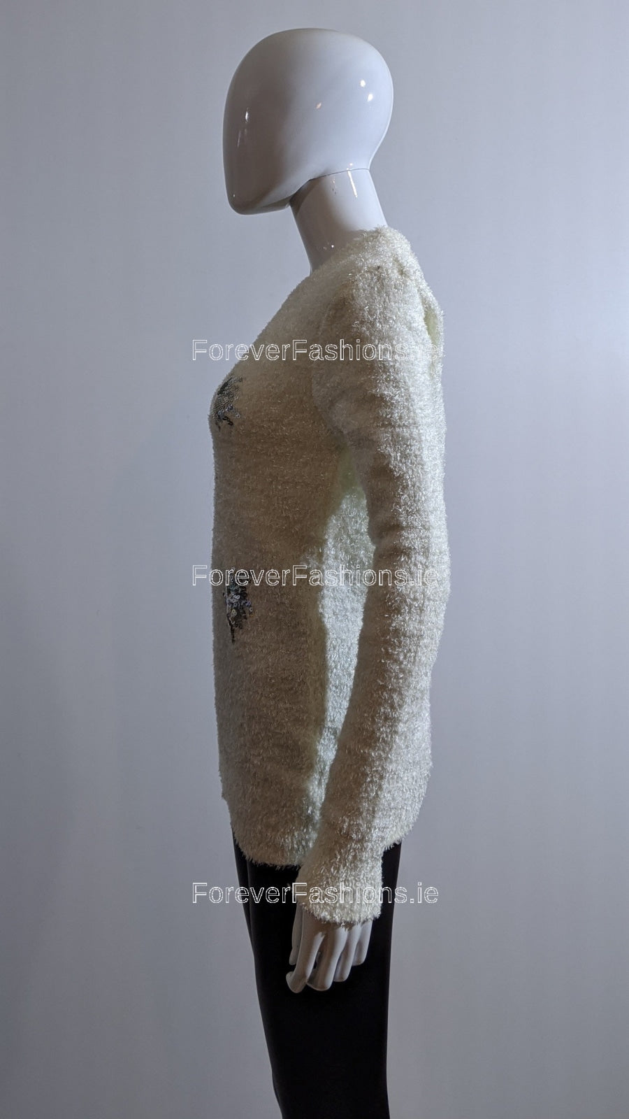 Cream Glitter Fluffy Jumper