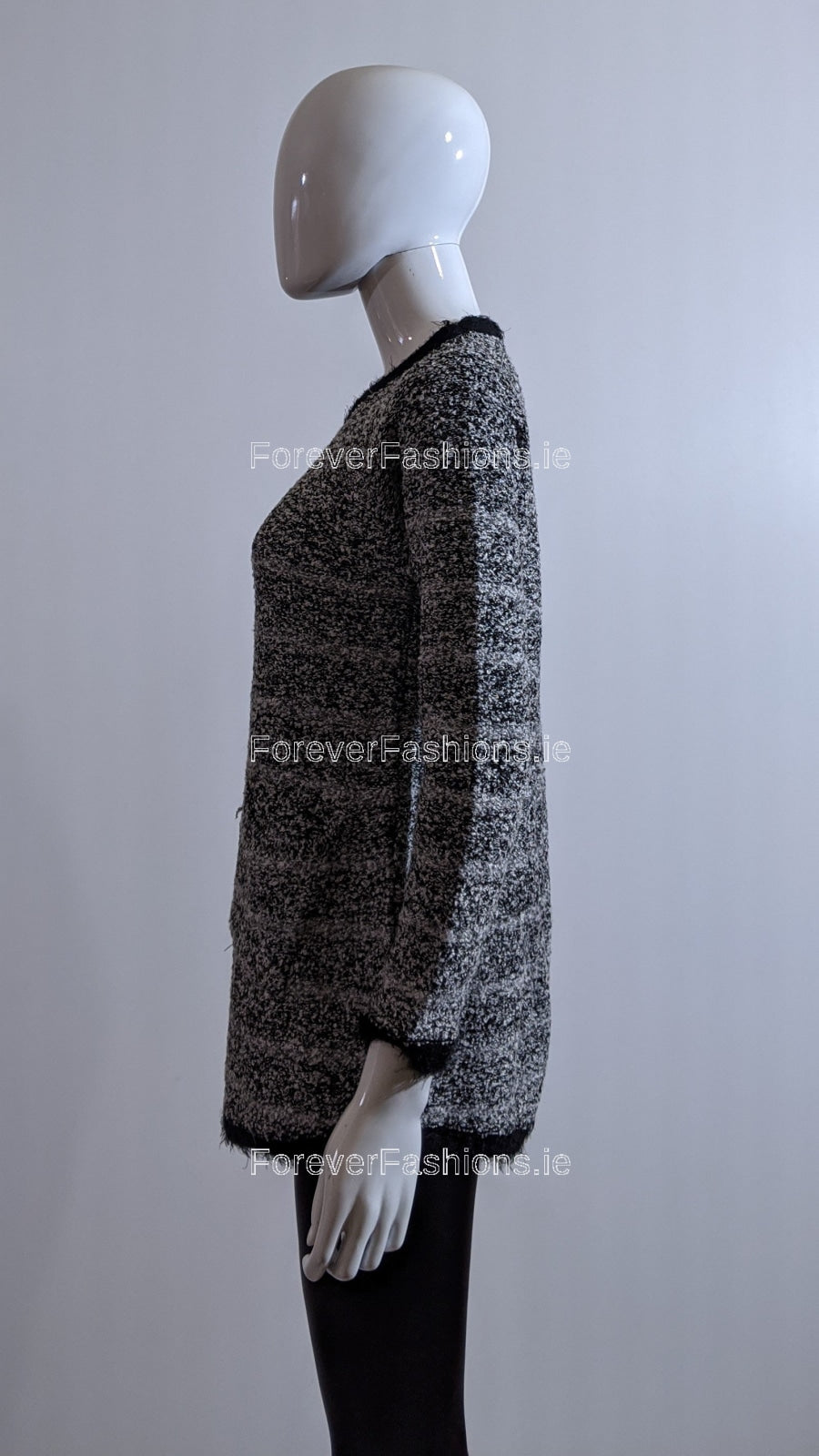 Grey Tweed Pattern Soft Two Pocket Jumper