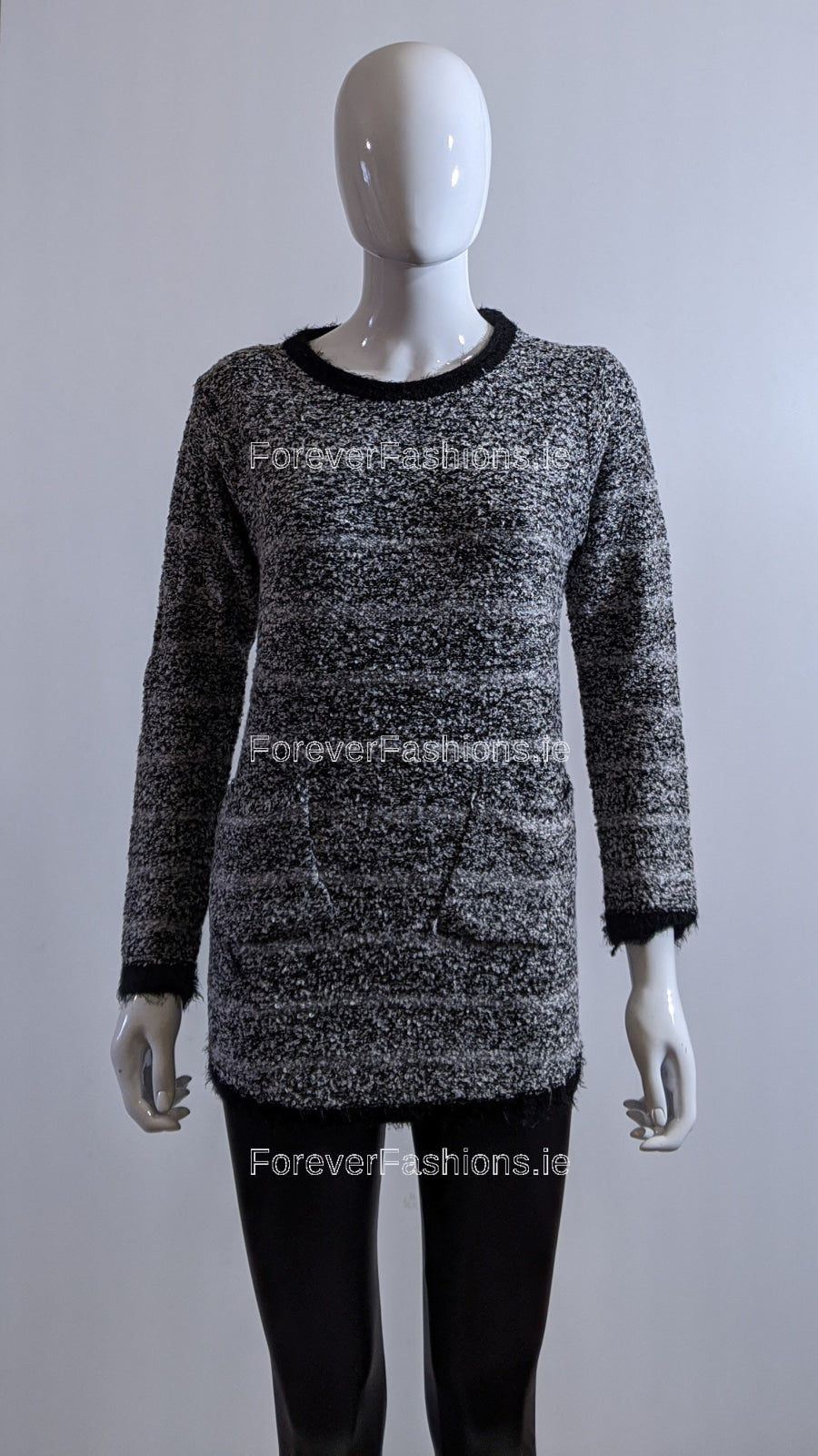 Grey Tweed Pattern Soft Two Pocket Jumper