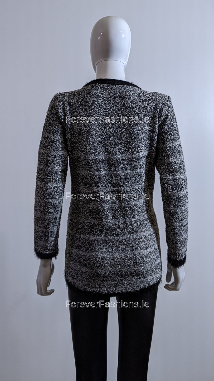 Grey Tweed Pattern Soft Two Pocket Jumper