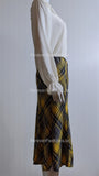 Grey & Yellow Elasticated Lined A-Line Checked Tartan Skirt