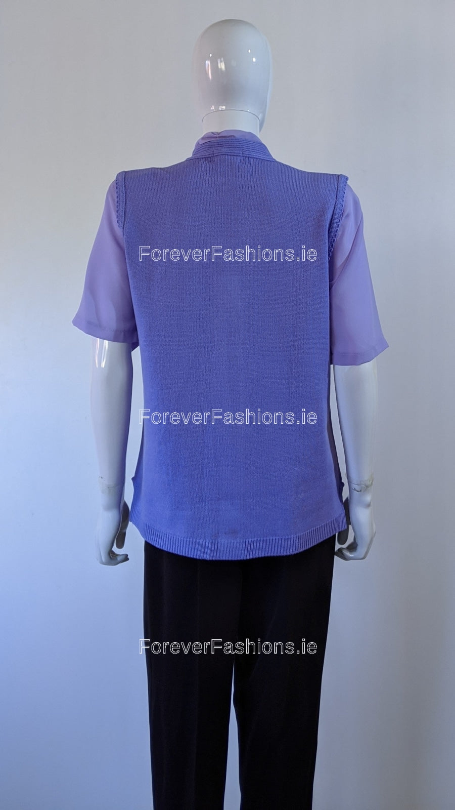 Lavender Button Up Knitted Waistcoat with Pockets