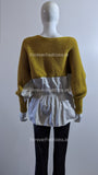 Mustard Knitted Contrast Shirt Jumper
